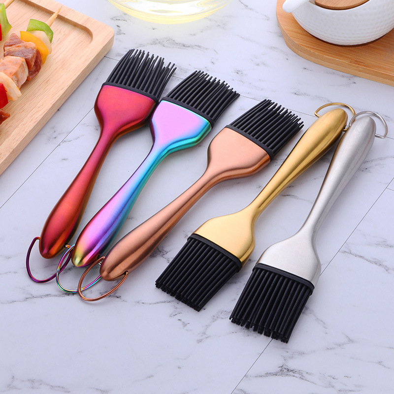 Kitchen Baking Brush - ステンレス鋼シリコンオイルブラシ、キッチン電気グリドル、パンケーキベーキング、バーベキューブラシ、小型オイルブラシ