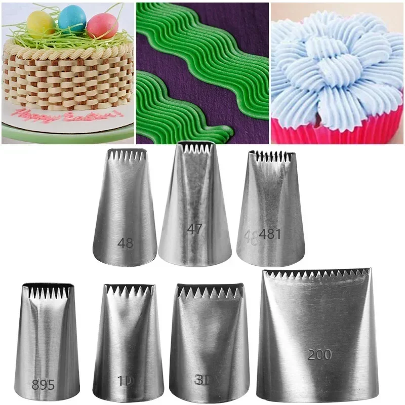 Kitchen Baking Decor - 1/3/4/5/7 個キッチンガジェット新しいバスケット織りアイシング配管ノズルケーキカップケーキデコレーションペストリーノズルベーキングケーキツール