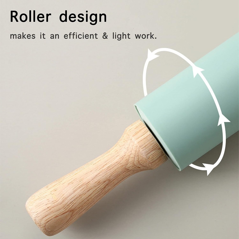 ノンスティックシリコンローリングピン木製ハンドルペストリー生 - Kitchen Roller Baking のレビューと価格