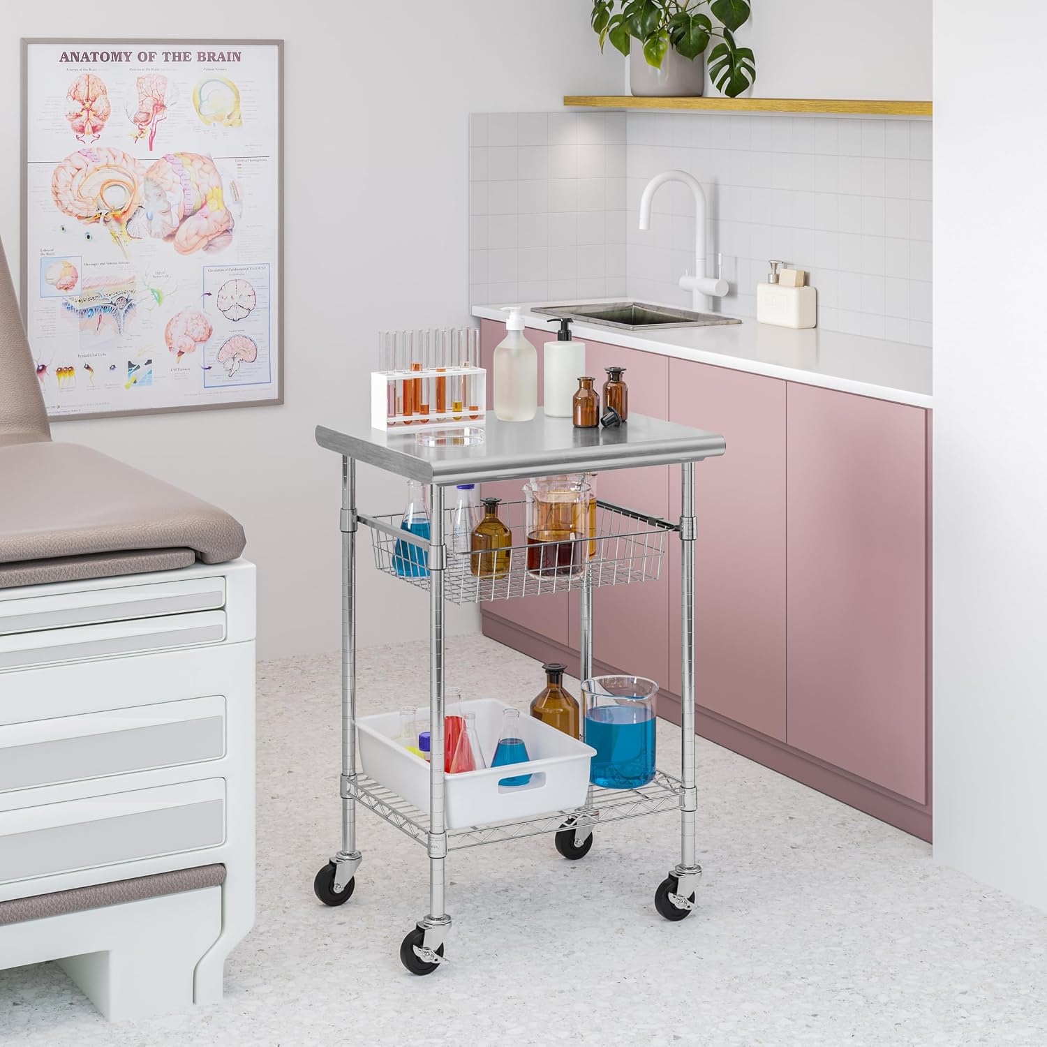 ステンレス製業務用調理台カート、モバイルキッチンアイランドワ - Kitchen Island Baking Table のレビューと価格