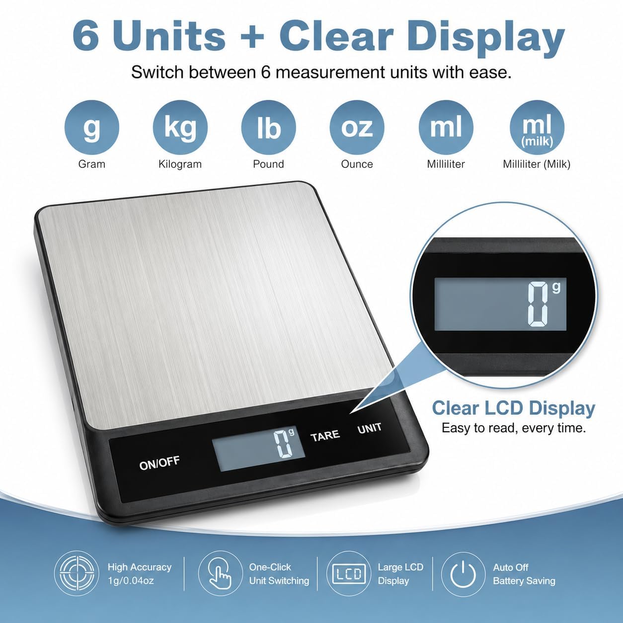 15KG/33LB USB充電式デジタルキッチンスケール、1 - Kitchen Baking Unit のレビューと価格