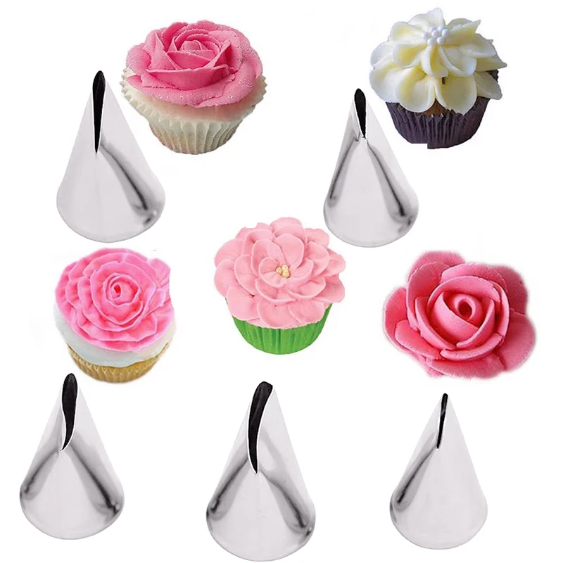 フラワーチューリップローズノズル、リーフペタル、メタルネイル - Kitchen Baking Decor のレビューと価格